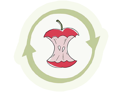 food waste reduction symbol with apple core