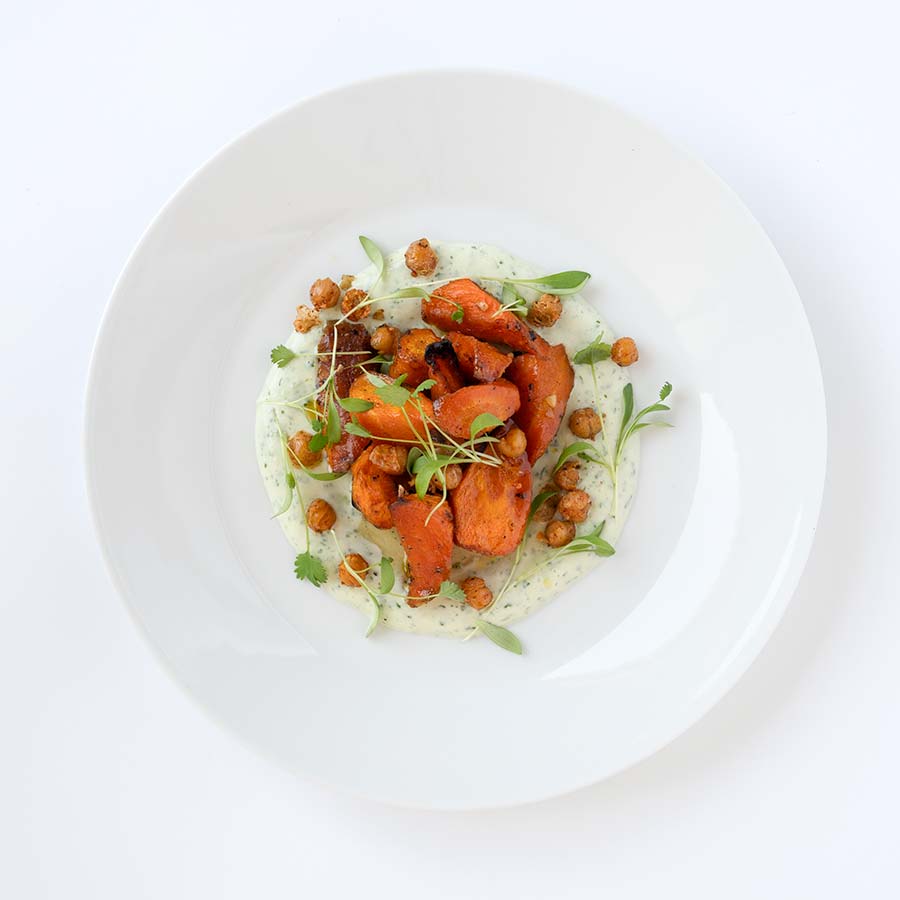 caramelised carrots with coconut herb yoghurt and cripsy chickpeas caramelised carrots with coconut herb yoghurt and cripsy chickpeas