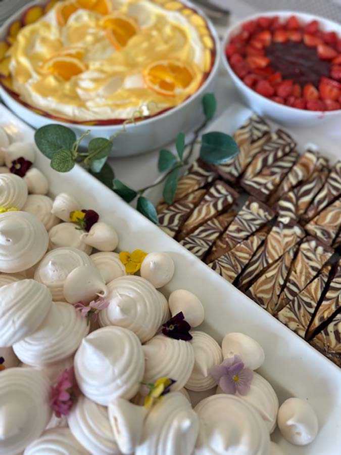 desserts lined up ready for service for wedding in bristol desserts lined up ready for service for wedding in bristol