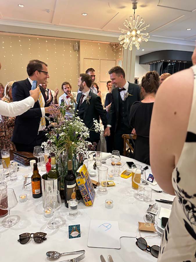 groom and groom arrive to a round of applause groom and groom arrive to a round of applause