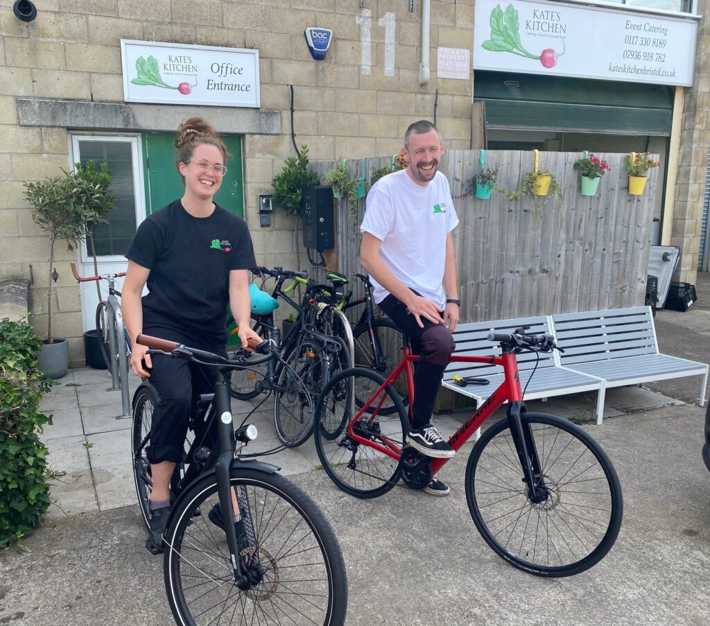 Chefs at Kate's Kitchen on their bikes