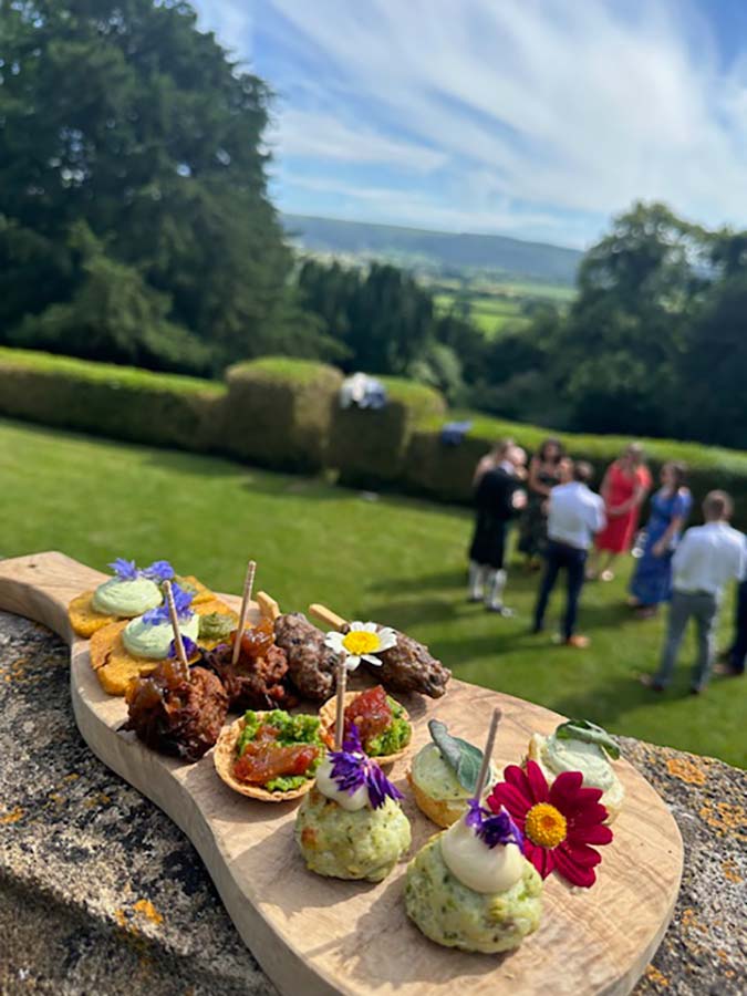 mixed canapes at outdoor wedding reception mixed canapes at outdoor wedding reception