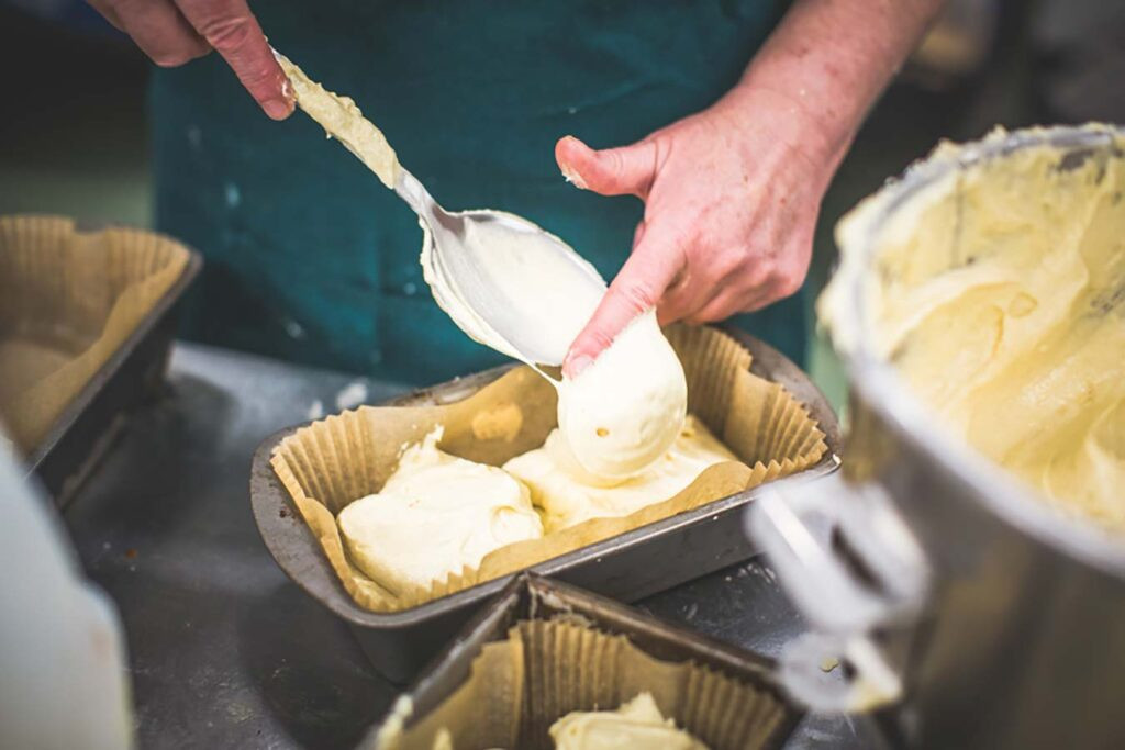 making delicous sponge cakes for an event