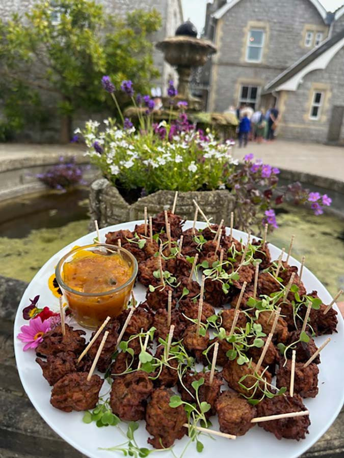 onion bhaji canapes by kates kitchen for wedding reception