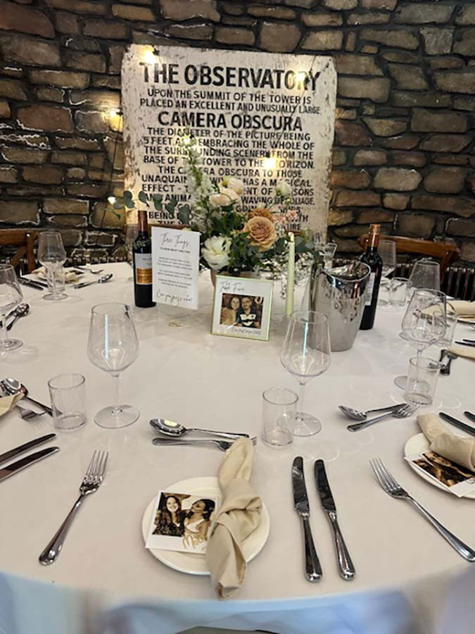table setting for wedding at the clifton observatory