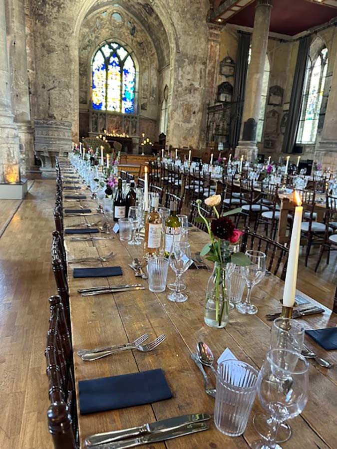 wedding tables laid out for dinner at the mount without